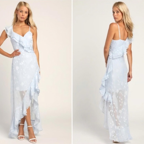 Lulus Dresses & Skirts - Lulus Forever Be Floral Sleeveless High-Low Dress in Light Blue L Wedding Party